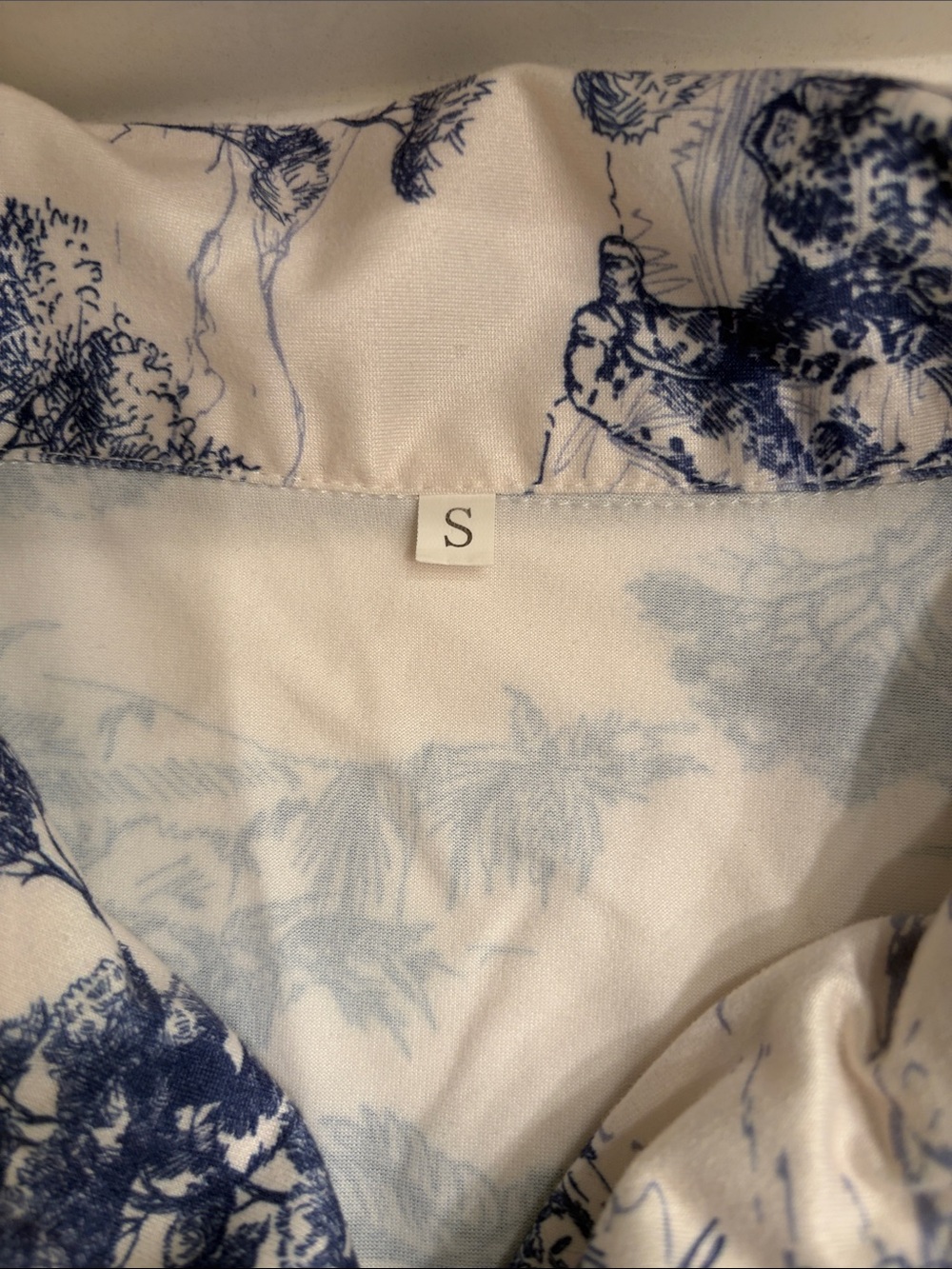 Blue & White Toile Short Pajama Set - Classic Sleepwear - Picture 3 of 14